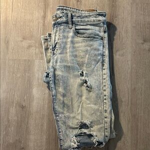 American Eagle Outfitters Light Blue Distressed Skinny Jeans